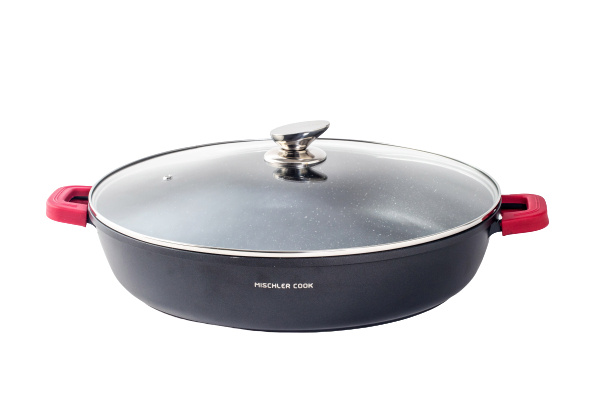 Mischler Cook kookpan 40 cm aluminium/glas 9,6 liter zwart 2 delig Mischler Cook kookpan 40 cm aluminium/glas 9,6 liter zwart 2 delig