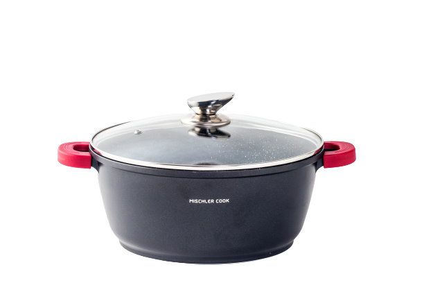 Mischler Cook kookpan 32 cm aluminium/glas 9,3 liter zwart 2 delig Mischler Cook kookpan 32 cm aluminium/glas 9,3 liter zwart 2 delig