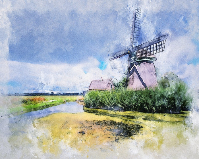 Mona Lisa diamond painting landschap 50 x 40 cm blauw 440 gr.