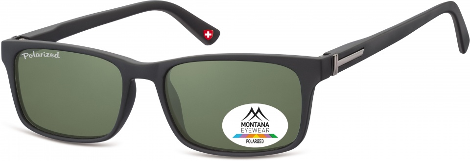 Montana slnečné okuliare unisex obdĺžnikové matné čierne/zelené (MP25)