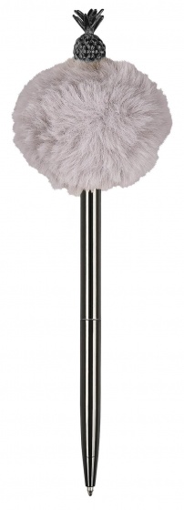Moses balpen pompom ananas 19 cm grijs/zwart