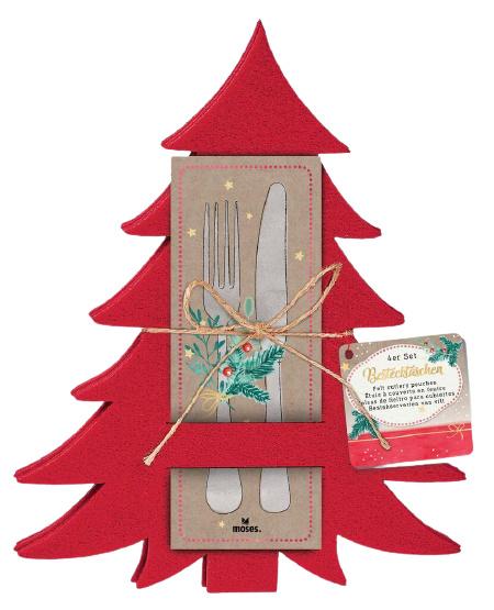 Moses taška na príbor kerstboom 24,5 x 28,5 cm filc červená