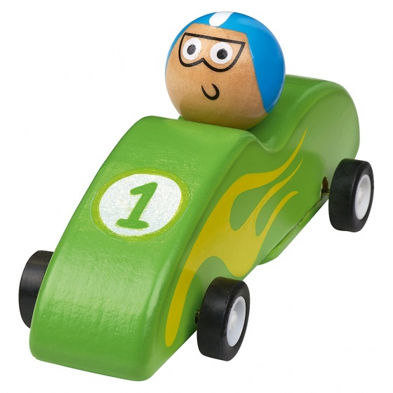 wooden racing car 11.5 cm green