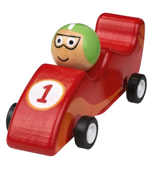 wooden racing car 11.5 cm red