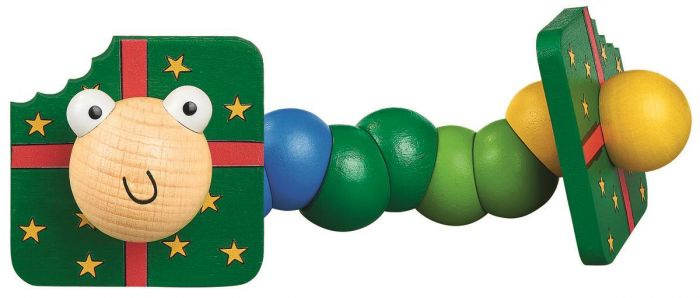 christmas wooden caterpillar 17cm wood green