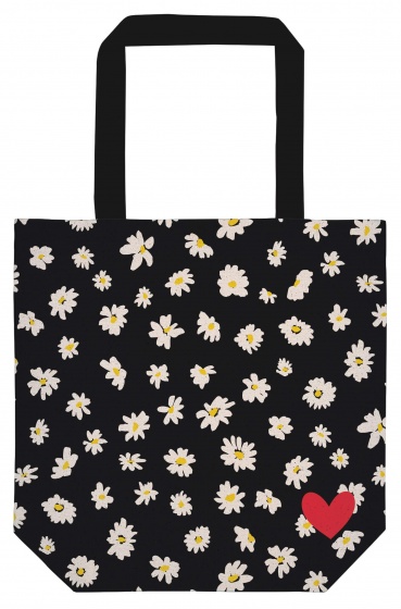 Moses Shopper boodschappentas Bloemen zwart 37 x 38 cm
