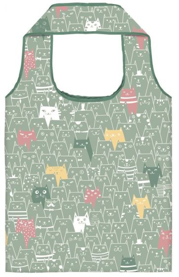 shopper Eco foldable cat 40 x 66 cm polyester green