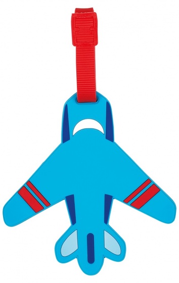 silicone case label Airplane junior 11 x 10 cm blue