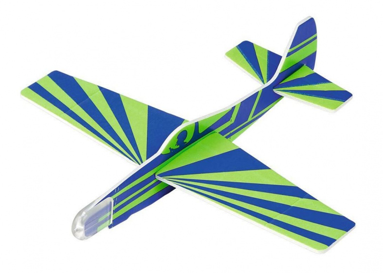 Moses werpvliegtuig glow in the dark junior 24 cm foam blauw