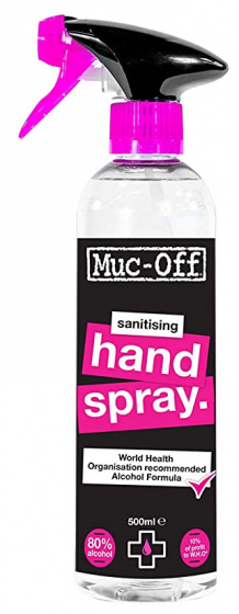 Muc-Off dezinfekcia v spreji na ruky 500 ml 80% alkohol transparentný