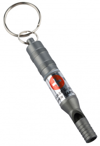 hazard whistle key ring 7,5 cm grey