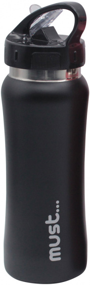 drinking bottle 500 ml 6 x 22,5 cm stainless steel black