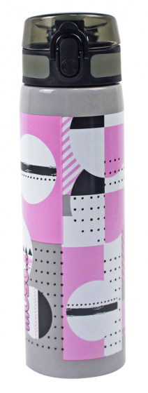 drinking bottle 600 ml 23 cm stainless steel grey/pink