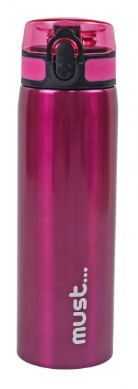 drinking bottle 600 ml stainless steel 25,5 cm pink