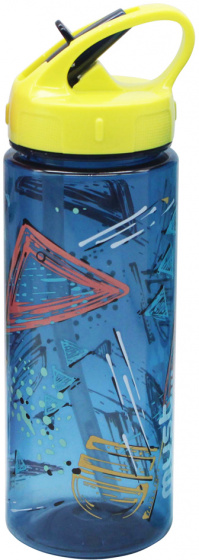 Must drinkfles junior 500 ml 6,5 x 21,5 cm donkerblauw/geel