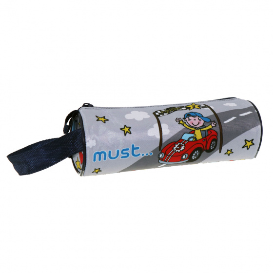 Must etui junior raceauto 20 x 6,5 cm polyester grijs