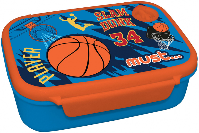 Must lunchset basketball polypropyleen oranje/blauw 2 delig