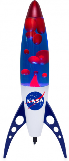 Nasa lávová lampa Retro Galaxy 50 cm sklo/oceľ biela/modrá/červená