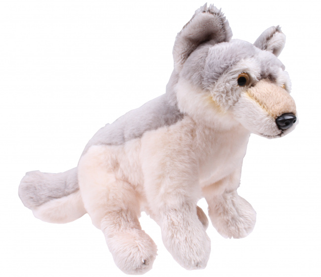 National Geographic knuffelwolf junior 17 x 20 cm pluche grijs