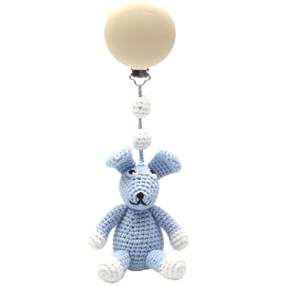 pram hanger rabbit 20 cm light blue