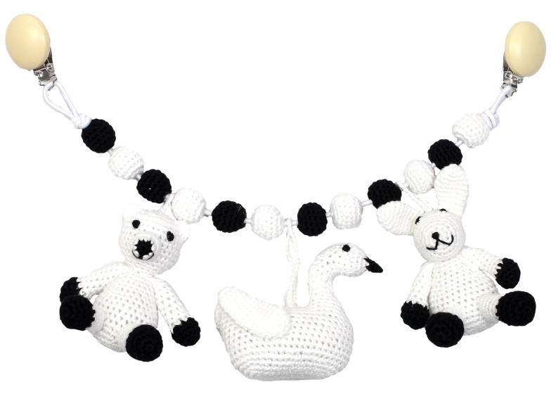 natureZOO napinák kočíka (ľadový medveď, labuť, králik) háčkovaný 40 cm viacfarebný