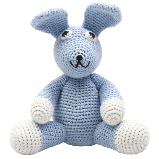 stuffed animal rabbit xl crocheted 40 cm light blue