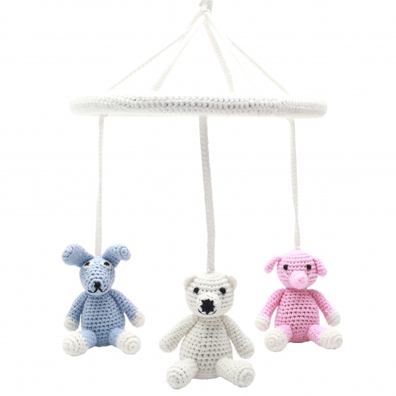 natureZOO mobilný králik / ľadový medveď / slon háčkovaný junior 24 cm