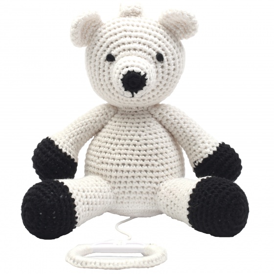 music box polar bear crocheted 20 cm white