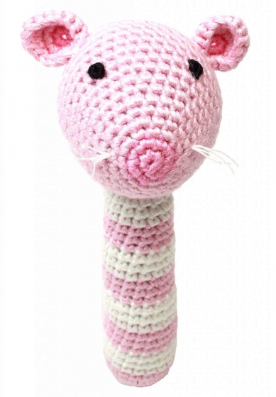 natureZOO hrkajúca myška háčkovaná 14 cm ružová