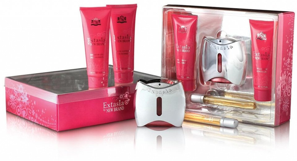 New Brand sada vôní Extasia dámska ružová/strieborná 375 ml 4 ks