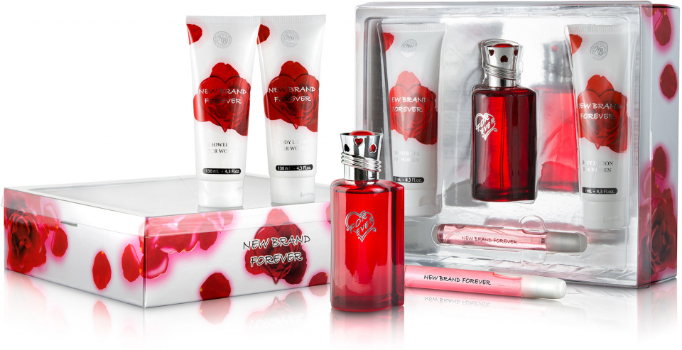New Brand fragrance set Forever ladies red/white 375 ml 4-parts