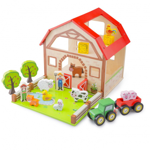 farm play set 26,8 cm wood brown 15-piece