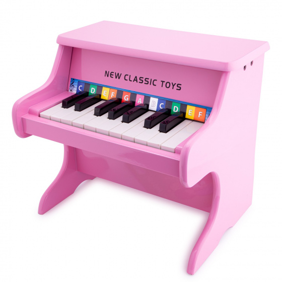 New Classic Toys piano 18 toetsen junior 32,5 cm hout roze