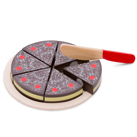 New Classic Toys snijset chocoladetaart junior 16 cm hout 3 delig