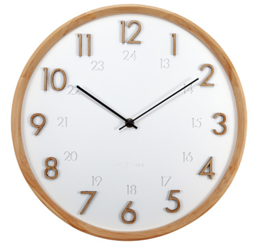 NeXtime nástenné hodiny Jikan 28,5 cm drevo biela/svetlohnedá