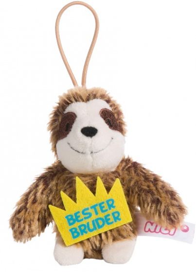 Nici knuffelhanger luiaard broer junior 10 cm polyester bruin