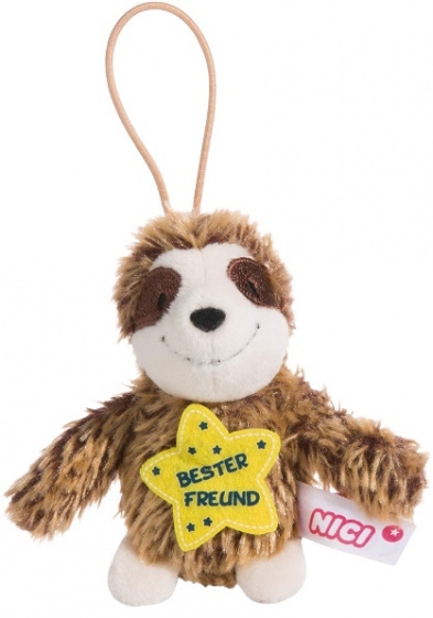 Nici knuffelhanger luiaard vriend junior 10 cm polyester bruin