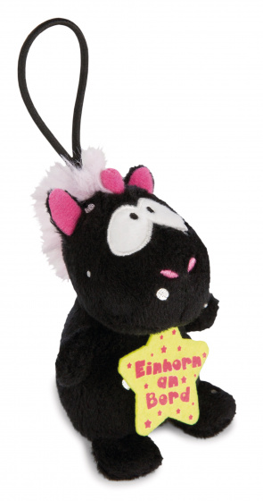 Nici knuffel unicorn carbon junior pluche 8 cm zwart/geel