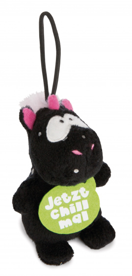 Nici knuffel unicorn carbon junior pluche 8 cm zwart/groen