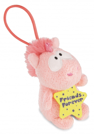 Nici knuffel unicorn merry junior pluche 8 cm roze/geel