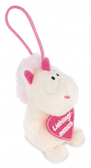 Nici knuffel unicorn theodor junior pluche 8 cm roze/wit