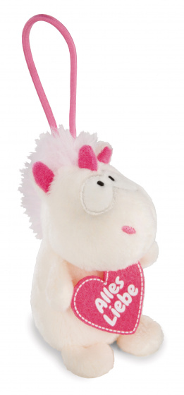 Nici knuffel unicorn theodor junior pluche 8 cm wit/roze