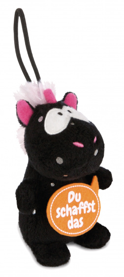Nici knuffel unicorn carbon junior pluche 8 cm zwart/oranje