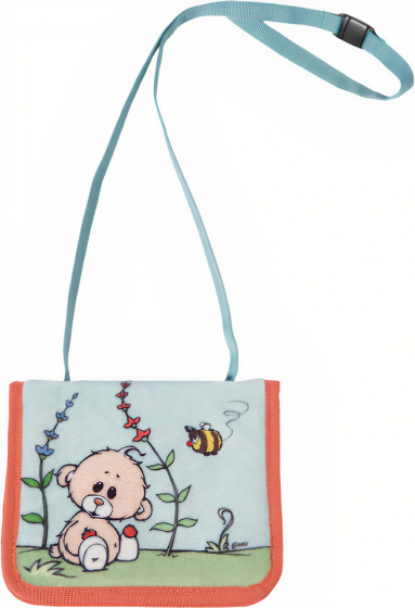 neck bag Classic Bear junior 13 x 10 cm plush blue