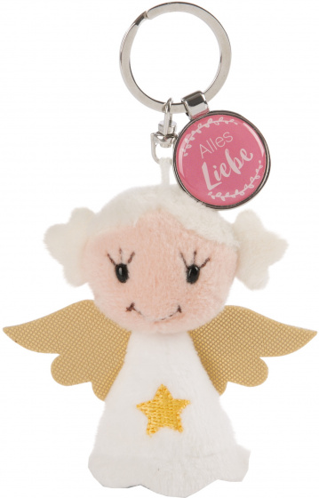 Nici sleutelhanger alles liebe junior 7 cm pluche wit/roze