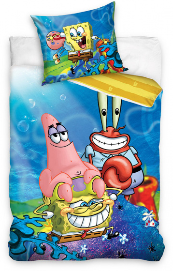 Nickelodeon obliečka na paplón Spongebob 200x140 cm bavlna modrá