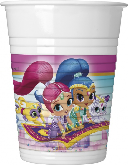 Nickelodeon párty šálky Shimmer and Shine 200 ml 8 kusov bielej