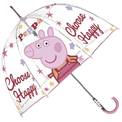 umbrella Peppa Pig junior 60 x 70 cm transparent/pink