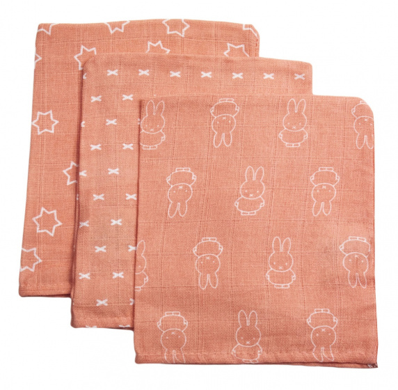 Nijntje washandjes Smile junior katoen koraaloranje 3 stuks Nijntje washandjes Smile junior katoen koraaloranje 3 stuks