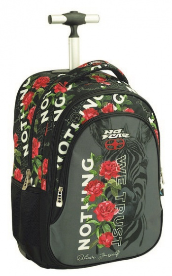 No Fear trolley rugzak 25 liter polyester zwart/rood